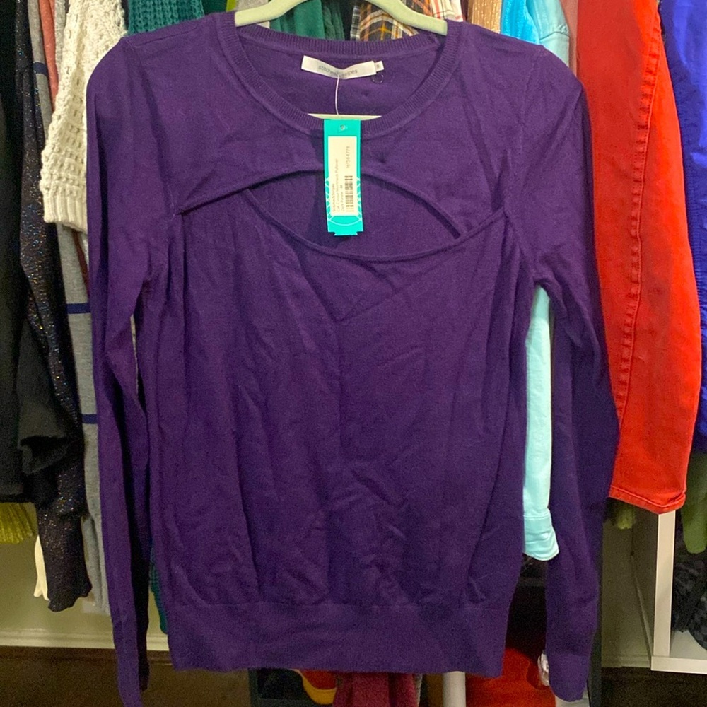 Stitches & stripes dark Purple Chest Cut Out sweater NWT